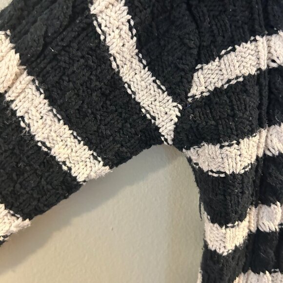 La Ligne x Target Quarter Zip Striped Cable Knit Sweater Size XXS Black White - Picture 7 of 11